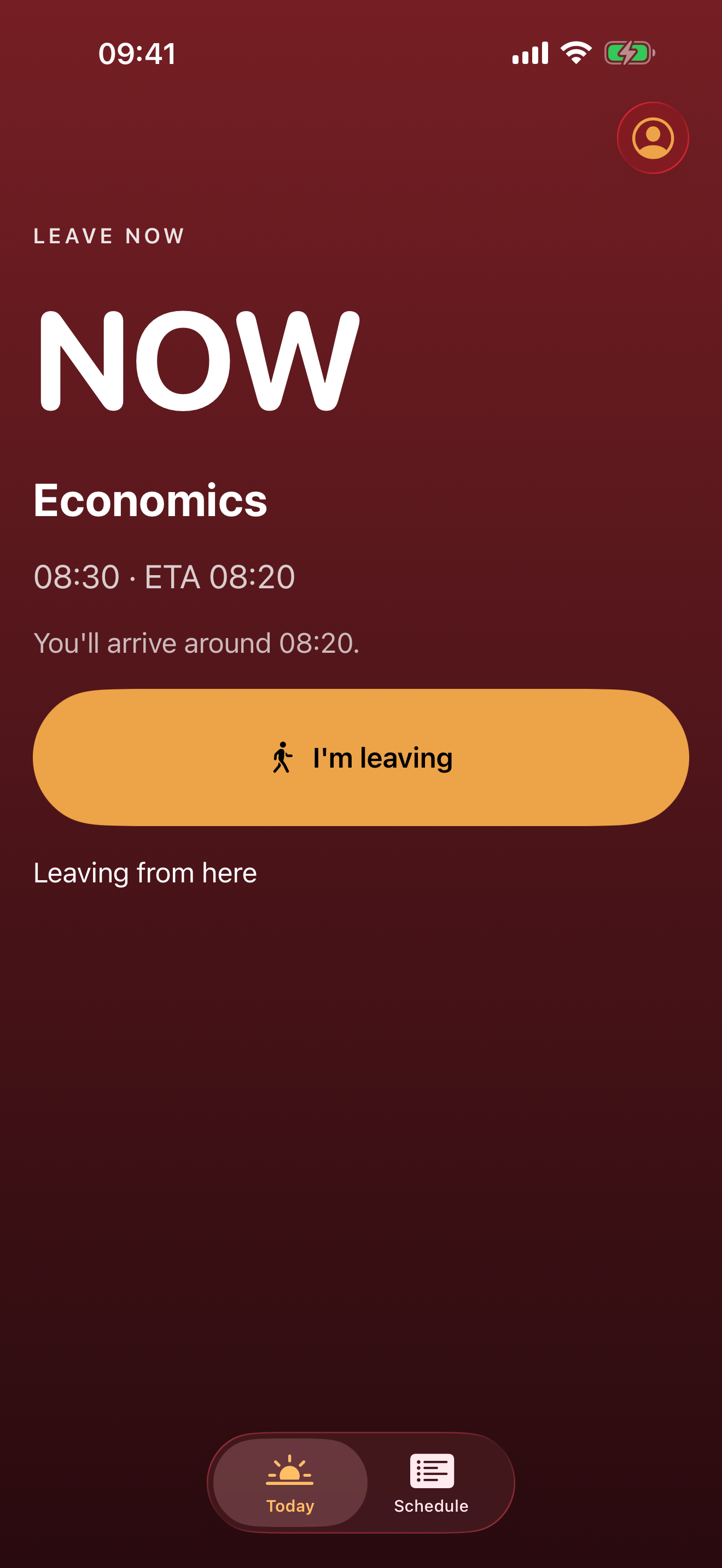 Latey Leave Now screen